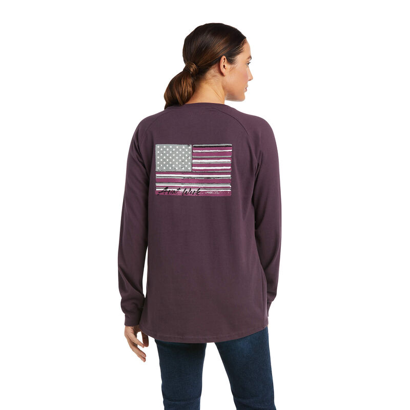 Ariat T-Shirts Damen - Rebar Cottonstrong Brand Flag Lila ( HKLEN-8574 )